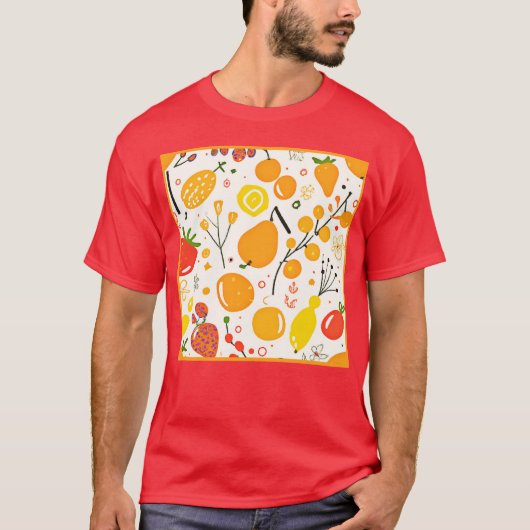 Tropical Fruit Fiesta Pattern T-Shirt (Vorderseite)