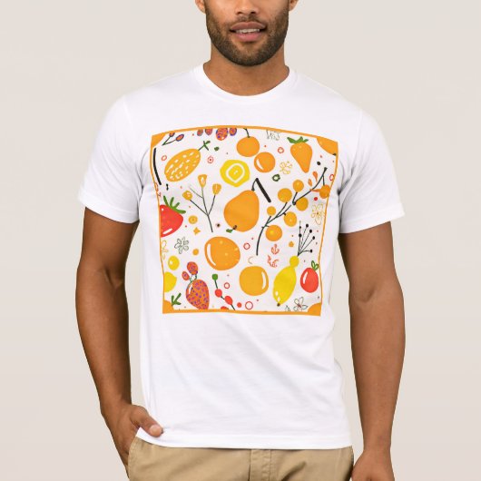 Tropical Fruit Fiesta Pattern T-Shirt (Vorderseite)