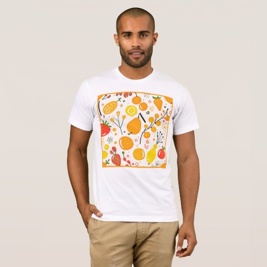 Tropical Fruit Fiesta Pattern T-Shirt (Vorne ganz)