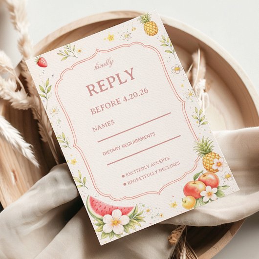Tropical Fruit Floral Response RSVP Karte