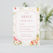 Tropical Fruit Floral Response RSVP Karte (Stehend Vorderseite)