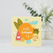Tropical Fruit Hello Summer Grußkarte (Stehend Vorderseite)