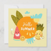 Tropical Fruit Hello Summer Grußkarte (Vorderseite)