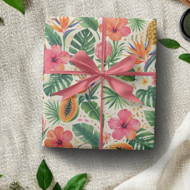 Tropical Fruit & Hibiscus Paradise Wrapping Paper Geschenkpapier