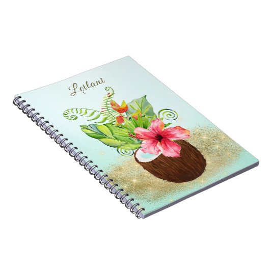 Tropical Fruit Island Paradise Kokospalmen Blume Notizblock (Rechte Seite)