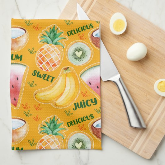 Tropical Fruit Kitchen Handtücher (Viertel Falte)