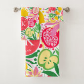 Tropical Fruit Monogram Watercolor Sommermuster Badhandtuch Set (Insitu)