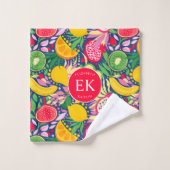 Tropical Fruit Monogram Watercolor Sommermuster Badhandtuch Set (Waschlappen)
