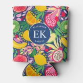 Tropical Fruit Monogram Watercolor Sommermuster Dosenkühler (Vorderseite)