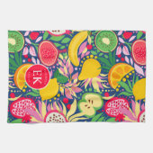 Tropical Fruit Monogram Watercolor Sommermuster Geschirrtuch (Horizontal)