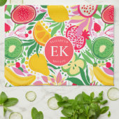 Tropical Fruit Monogram Watercolor Sommermuster Geschirrtuch (Gefaltet)