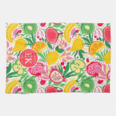 Tropical Fruit Monogram Watercolor Sommermuster Geschirrtuch (Horizontal)