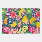 Tropical Fruit Monogram Watercolor Sommermuster Geschirrtuch (Horizontal)