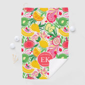 Tropical Fruit Monogram Watercolor Sommermuster Golfhandtuch (Insitu)