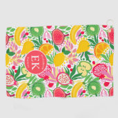 Tropical Fruit Monogram Watercolor Sommermuster Golfhandtuch (Horizontal)