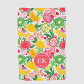 Tropical Fruit Monogram Watercolor Sommermuster Golfhandtuch (Vorderseite)