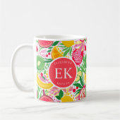Tropical Fruit Monogram Watercolor Sommermuster Kaffeetasse (Links)