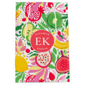 Tropical Fruit Monogram Watercolor Sommermuster Mittlere Geschenktüte (Vorderseite)