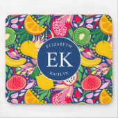 Tropical Fruit Monogram Watercolor Sommermuster Mousepad (Vorne)