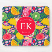 Tropical Fruit Monogram Watercolor Sommermuster Mousepad (Vorne)
