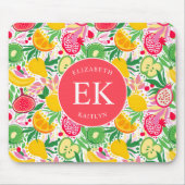 Tropical Fruit Monogram Watercolor Sommermuster Mousepad (Vorne)