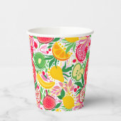 Tropical Fruit Monogram Watercolor Sommermuster Pappbecher (Links)