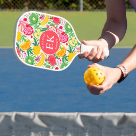 Tropical Fruit Monogram Watercolor Sommermuster Pickleball Schläger