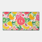 Tropical Fruit Monogram Watercolor Sommermuster Schreibtischunterlage (Vorderseite)