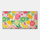 Tropical Fruit Monogram Watercolor Sommermuster Schreibtischunterlage (Vorderseite)