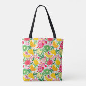 Tropical Fruit Monogram Watercolor Sommermuster Tasche (Rückseite)
