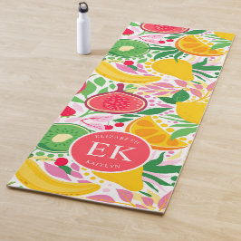 Tropical Fruit Monogram Watercolor Sommermuster Yogamatte