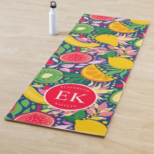 Tropical Fruit Monogram Watercolor Sommermuster Yogamatte (Beispiel)