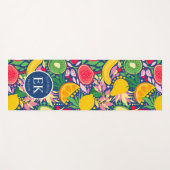 Tropical Fruit Monogram Watercolor Sommermuster Yogamatte (Vorderseite (Horizontal))