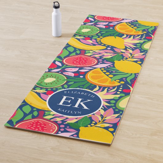 Tropical Fruit Monogram Watercolor Sommermuster Yogamatte (Beispiel)