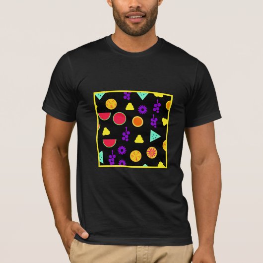 Tropical Fruit Neon Paradise Muster T-Shirt (Vorderseite)