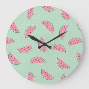 Tropical Fruit Paint Splatter Pattern Große Wanduhr