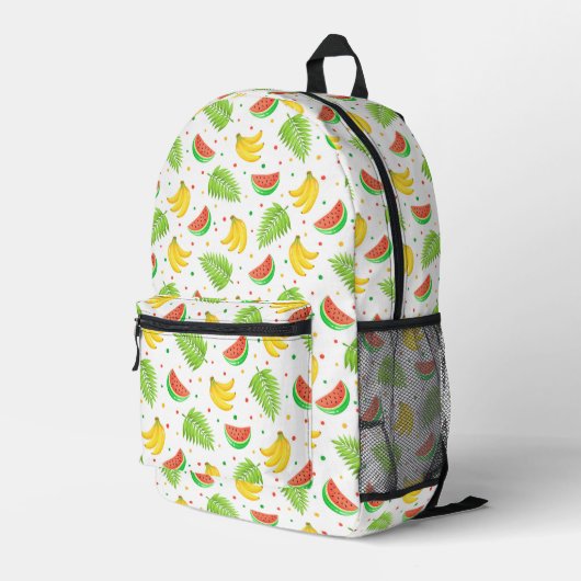 Tropical Fruit Polka Dot Muster Bedruckter Rucksack (Rückseitige Ecke Rechts)