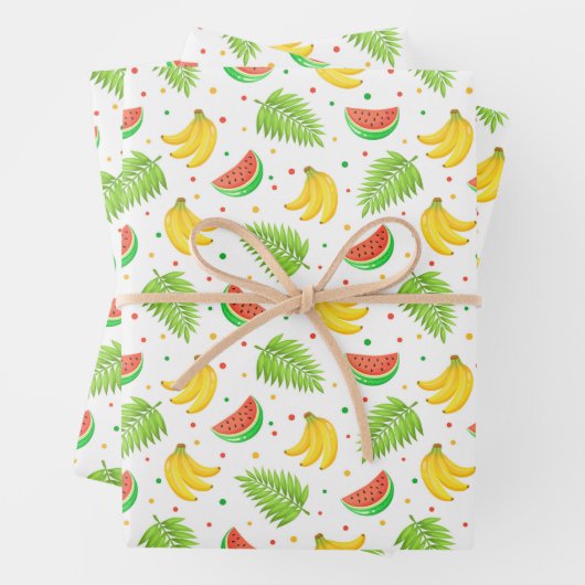 Tropical Fruit Polka Dot Muster Geschenkpapier Set (Beispiel)