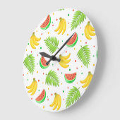 Tropical Fruit Polka Dot Muster Große Wanduhr (Winkel)