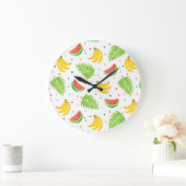 Tropical Fruit Polka Dot Muster Große Wanduhr (Zuhause)