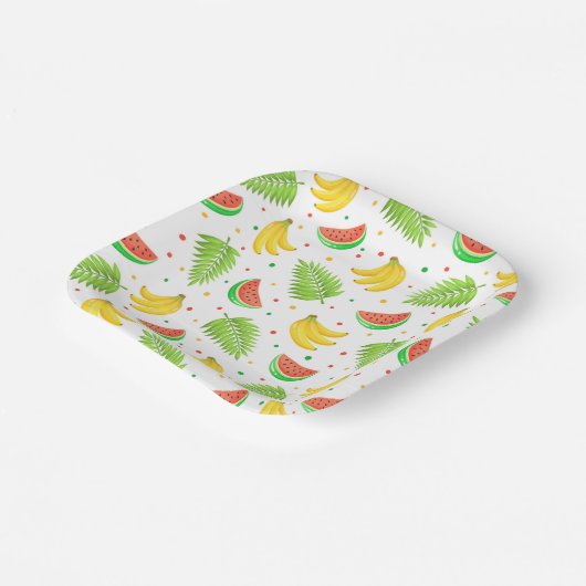 Tropical Fruit Polka Dot Muster Pappteller (Gewinkelt)