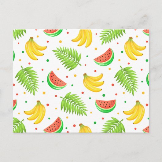 Tropical Fruit Polka Dot Muster Postkarte (Vorderseite)