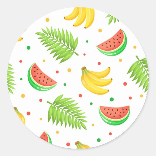 Tropical Fruit Polka Dot Muster Runder Aufkleber (Vorderseite)