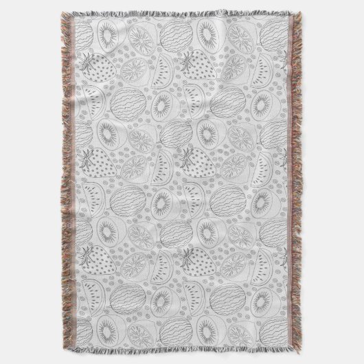 Tropical fruit seamless pattern black and white decke (Vorderseite Vertikal)