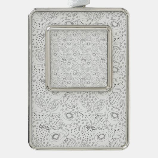 Tropical fruit seamless pattern black and white Rahmen-Ornament silber (Vorderseite)