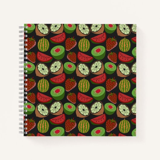 Tropical fruit seamless pattern colorful notizblock (Vorderseite)