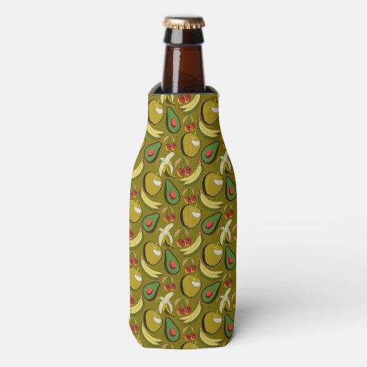 Tropical fruit seamless pattern yellow flaschenkühler (Flaschenvorderseite)
