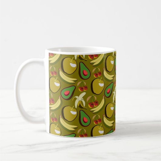 Tropical fruit seamless pattern yellow kaffeetasse (Links)