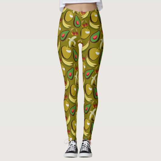Tropical fruit seamless pattern yellow leggings (Vorderseite)