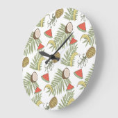 Tropical Fruit Sketch Pattern Große Wanduhr (Winkel)
